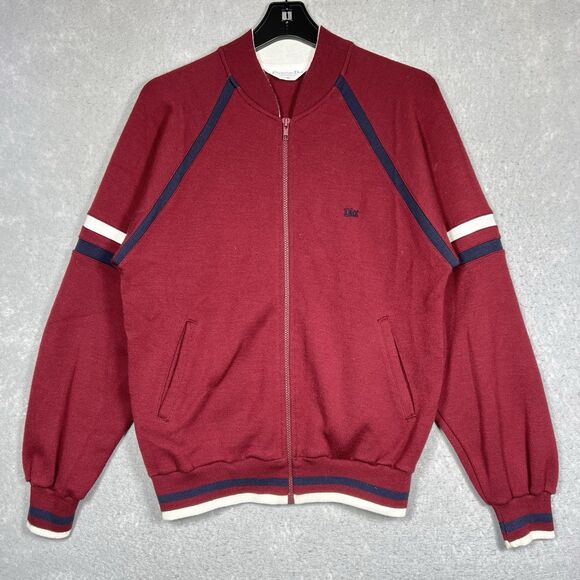 VTG 90s Christian Dior Monsieur Full Zip Jacket Mens Medium Red Track Sweatshirt - Picture 1 of 13
